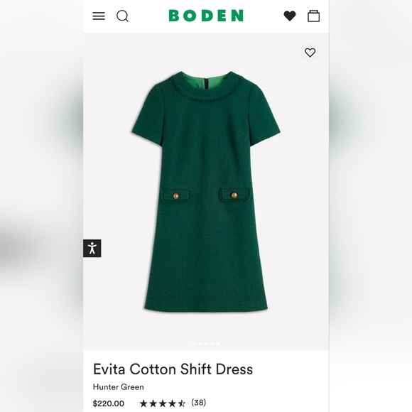 Boden Dresses & Skirts - Boden Evita Cotton Shift Dress - Emerald Green - Size 14L